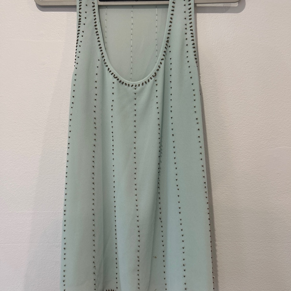 Mint Green Sleeveless Top with Studded Details